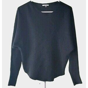Viler Milano Womens Large Sweater Black Classic Batwing Sleeves Chic Mom Hipster